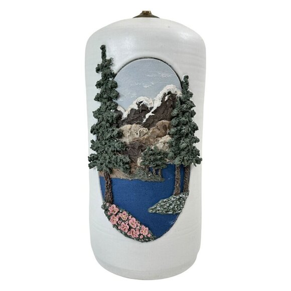 Vintage 3D Sculpture Snow and Mountain Table Lamp Rare Find 26" Tall - Picture 5 of 16